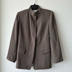 VTG Garfield & Marks Blazer Mandarin Collar Taupe USA Women 2 Office See Descrip